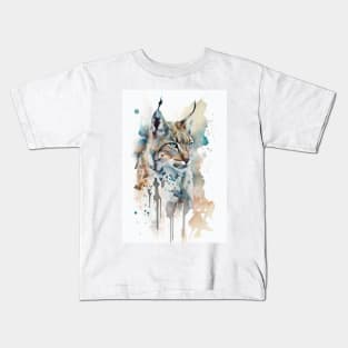 Ornamental Watercolor Lynx Kids T-Shirt